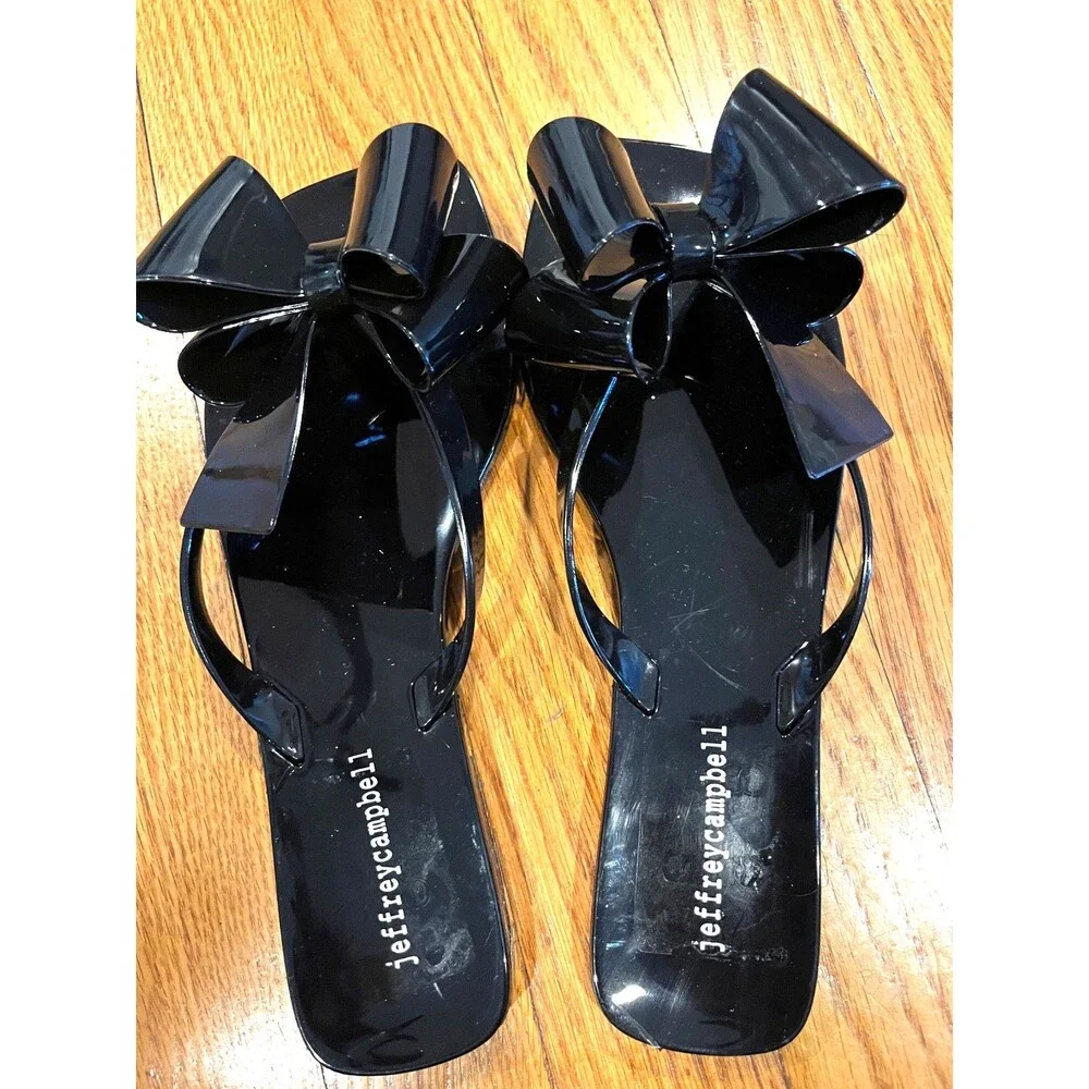 Jeffrey Campbell Sugary Black Flip Flop Jellies Sz 9